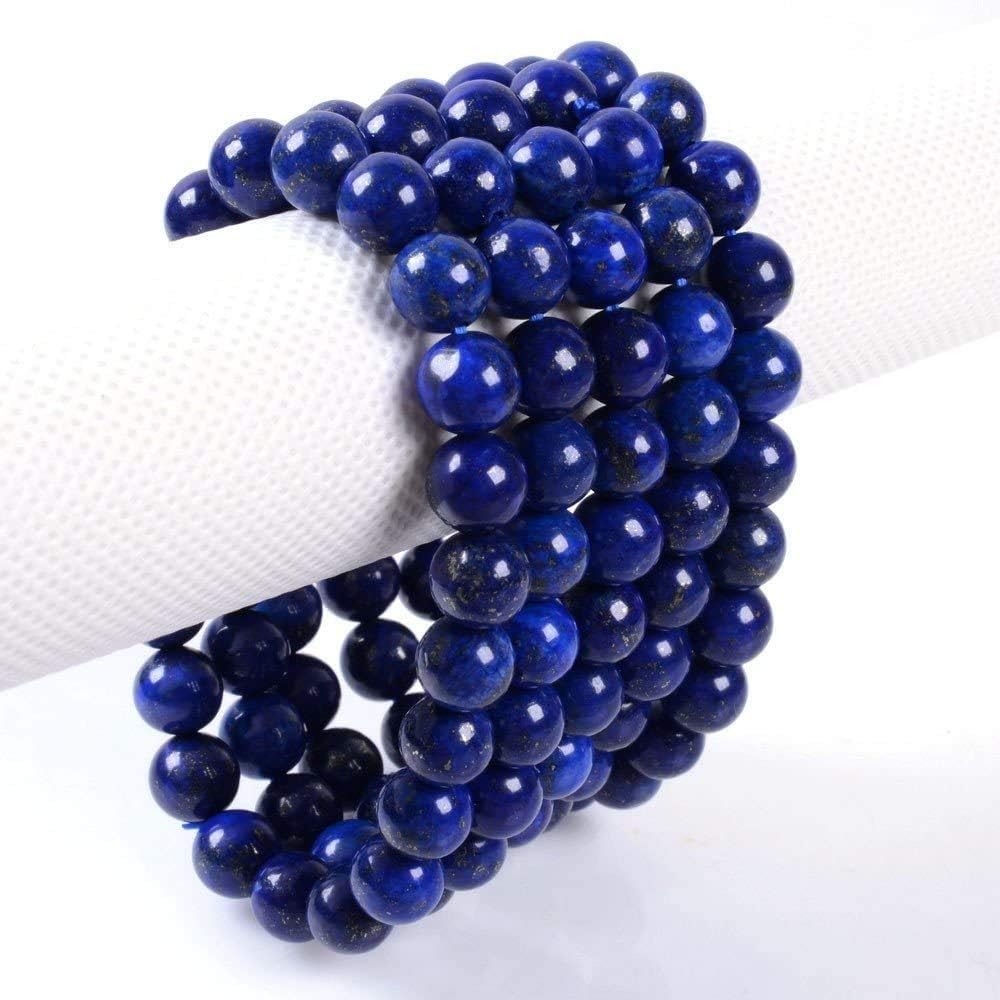 Dyed Lapis Gemstone 8mm Round Beads Stretch Bracelet 7inch Unisex