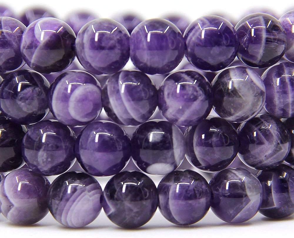 Natural African Amethyst Crystal Gemstone 8mm Round Beads Stretch Bracelet 7inch Unisex
