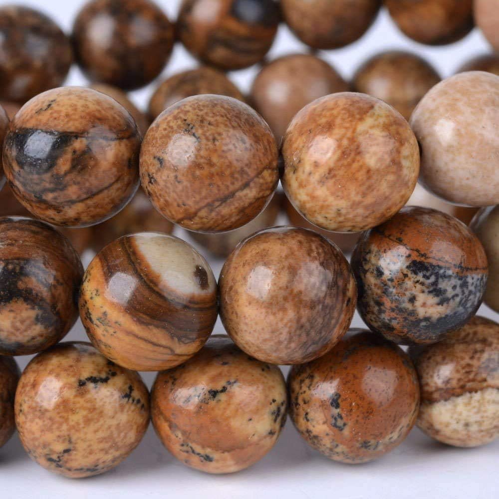 Natural Picture Jasper Gemstone 10mm Round Beads Stretch Bracelet 7inch Unisex