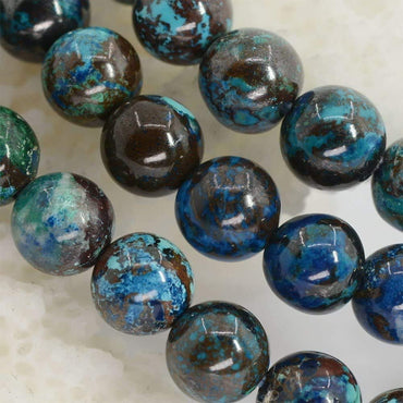 Angelstones Natural Chrysocolla Gemstone 6mm Round Beads Stretch Bracelet 6.5inch Unisex