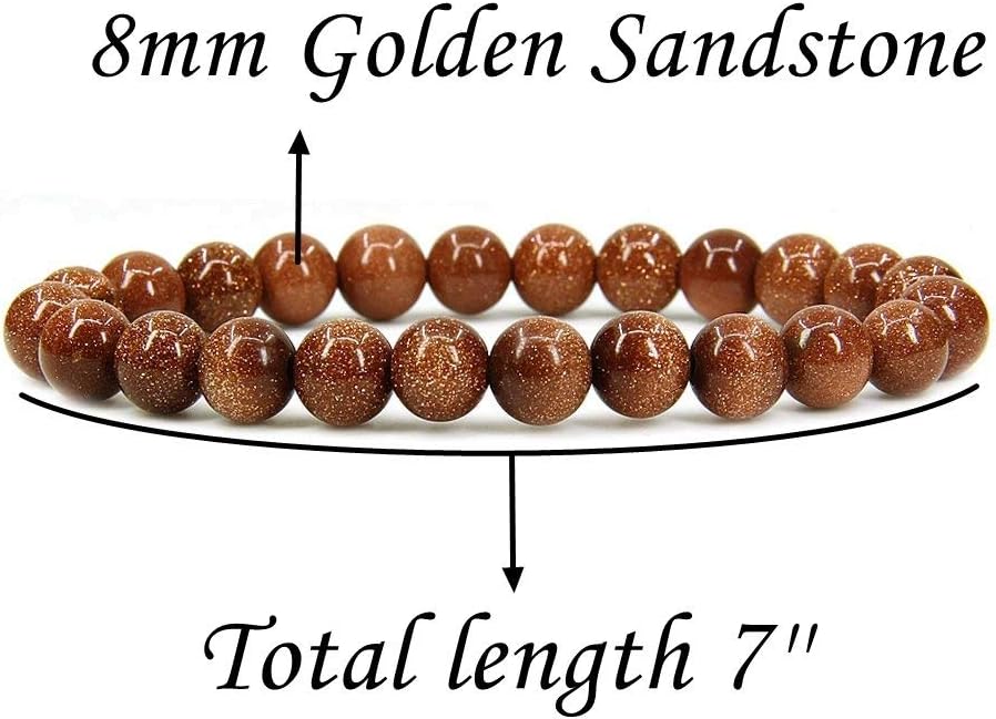 Synthetic Goldstone Gemstone 8mm Round Beads Stretch Bracelet 7inch Unisex