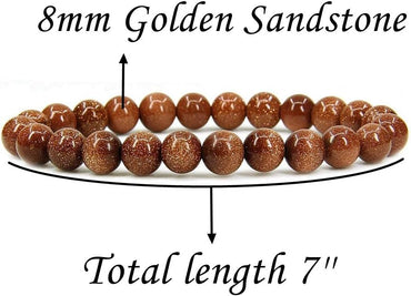 Synthetic Goldstone Gemstone 8mm Round Beads Stretch Bracelet 7inch Unisex