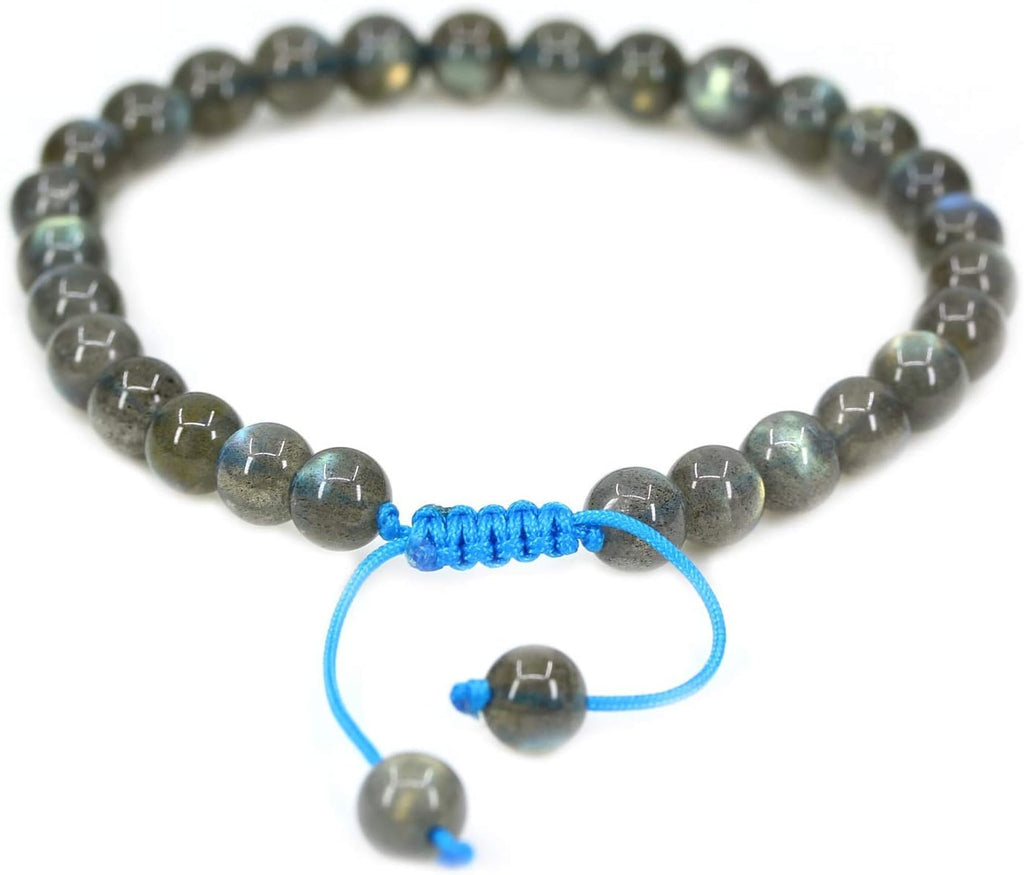 Natural A Grade Labradorite Gemstone 6mm Round Beads Adjustable Bracelet 7inch Unisex
