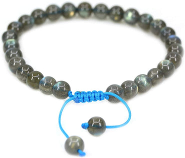Natural A Grade Labradorite Gemstone 6mm Round Beads Adjustable Bracelet 7inch Unisex