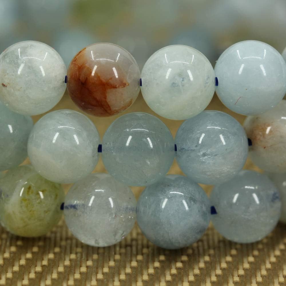 Natural Multicolor Aquamarine Gemstone 6mm Round Beads Stretch Bracelet 7inch Unisex