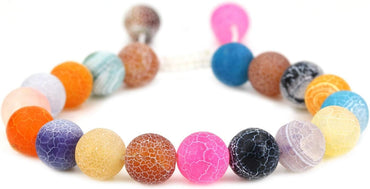 Angelstones Handmade Gemstone 10mm Multicolor Weathered Agate Round Beads Adjustable Braided Macrame Tassels Chakra Reiki Bracelets 7-9 inch Unisex