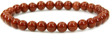 Angelstones Natural Red Jasper Gemstone 6mm Round Beads Stretch Bracelet 7inch Unisex