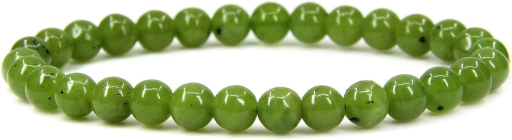 Angelstones Natural Canadian Nephrite Jade Gemstone 6mm Round Beads Stretch Bracelet 7inch Unisex