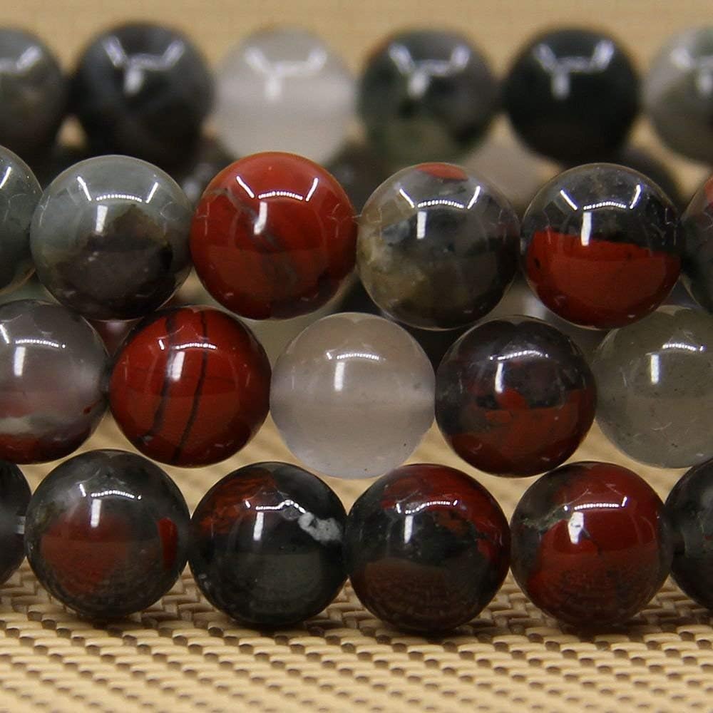 Natural African Bloodstone Gemstone 8mm Round Beads Stretch Bracelet 7inch Unisex