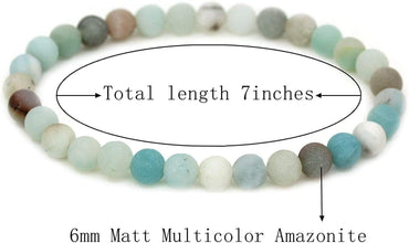 Natural Matt Multicolor Amazonite Gemstone 6mm Round Beads Stretch Bracelet 7inch Unisex