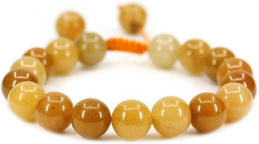 Angelstones Handmade Gemstone 10mm Multicolor Yellow Jade Round Beads Adjustable Braided Macrame Tassels Chakra Reiki Bracelets 7-9 inch Unisex