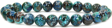 Natural A Grade Chrysocolla Gemstone 8mm Round Beads Stretch Bracelet 7inch Unisex