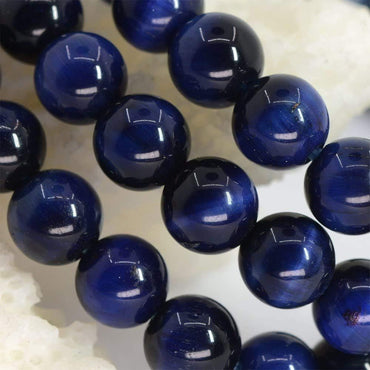 Dyed Blue Tiger Eye Gemstone 6mm Round Beads Stretch Bracelet 6.5inch Unisex