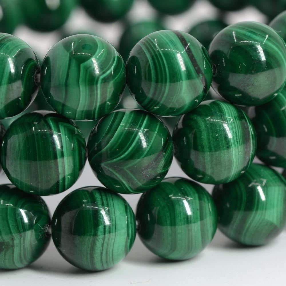 Angelstones Natural AAA Malachite Gemstone 10mm Round Beads Stretch Bracelet 7 Inch Unisex