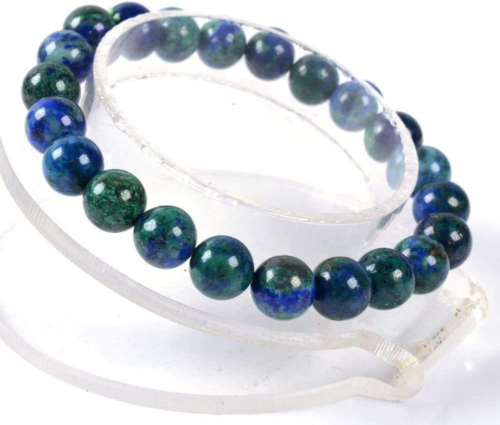 Dyed Lapis Chrysocolla Gemstone 8mm Round Beads Stretch Bracelet 7 Inch Unisex