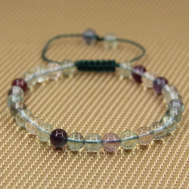 Natural AA Grade Clear Green Fluorite Gemstone 6mm Round Beads Adjustable Bracelet 7inch Unisex