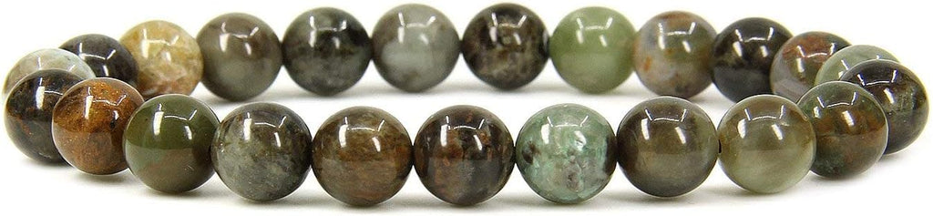 Angelstones Natural Ocean Green Jade 8mm Round Beads Stretch Bracelet 7inch Unisex