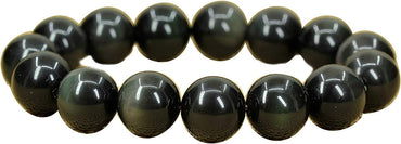 Natural A Grade Rainbow Obsidian Gemstones Healing Power Elastic Stretch 14mm Beads Beaded Bracelet 7inch Mens