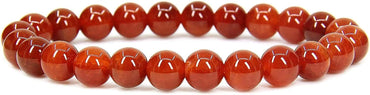 Angelstones Natural Red Blossom Agate 8mm Round Beads Stretch Bracelet 7inch Unisex