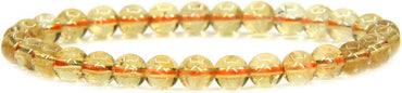 Angelstones Natural AA Grade Citrine Gemstone 6mm Round Beads Stretch Bracelet 7inch Unisex