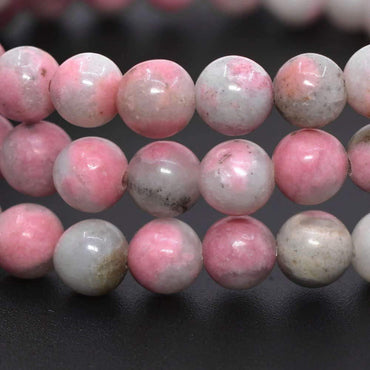 Angelstones Natural Pink Tourmaline Gemstone 6mm Round Beads Stretch Bracelet 6.5inch Unisex