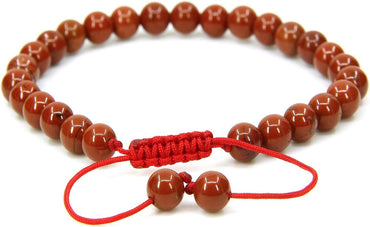 Natural Red Jasper Agate Gemstone 6mm Round Beads Adjustable Bracelet 7inch Unisex