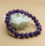 Natural Faceted African Amethyst Handmade Gemstone 8mm Round Beads Elastic Bracelet 7inch Unisex