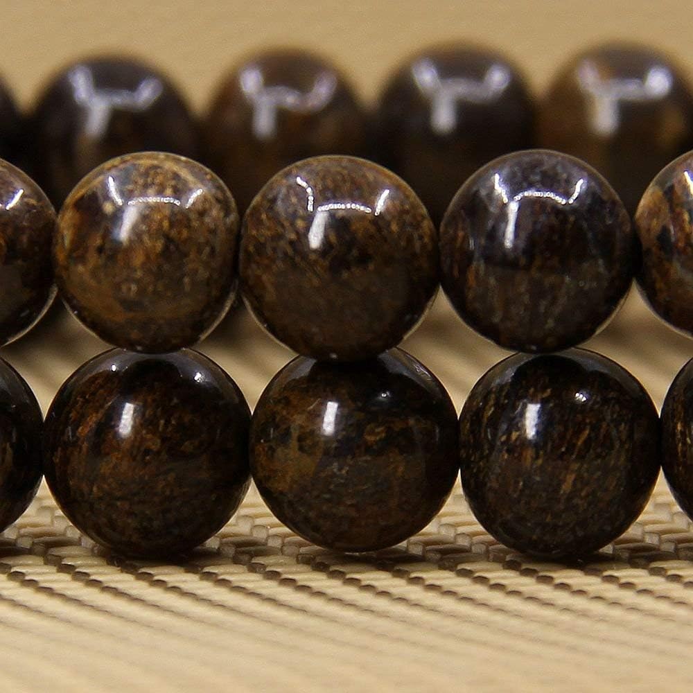 Natural Bronzite Gemstone 8mm Round Beads Stretch Bracelet 7inch Unisex