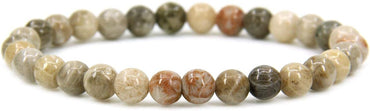 Angelstones Natural Coral Fossil Gemstone 6mm Round Beads Stretch Bracelet 7inch Unisex