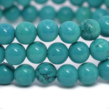 Dyed Turquoise Howlite Gemstone 6mm Round Beads Stretch Bracelet 6.5inch Unisex