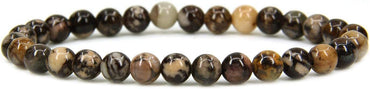 Angelstones Natural African Pink Agate Gemstone 6mm Round Beads Stretch Bracelet 7inch Unisex