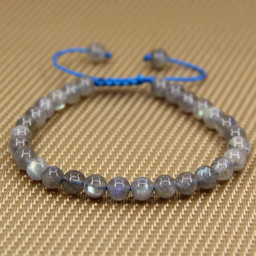 Natural A Grade Labradorite Gemstone 6mm Round Beads Adjustable Bracelet 7inch Unisex