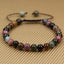 Natural AA Grade Multicolor Tourmaline Gemstone 6mm Round Beads Adjustable Bracelet 7inch Unisex