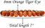 Natural Orange Tiger Eye Gemstone 8mm Ball Beads Stretch Bracelet 7inch Unisex