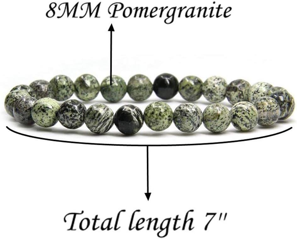 Pomergranite Gem Semi Precious Gemstone 8mm Ball Beads Stretch Bracelet 7inch Unisex