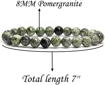 Pomergranite Gem Semi Precious Gemstone 8mm Ball Beads Stretch Bracelet 7inch Unisex