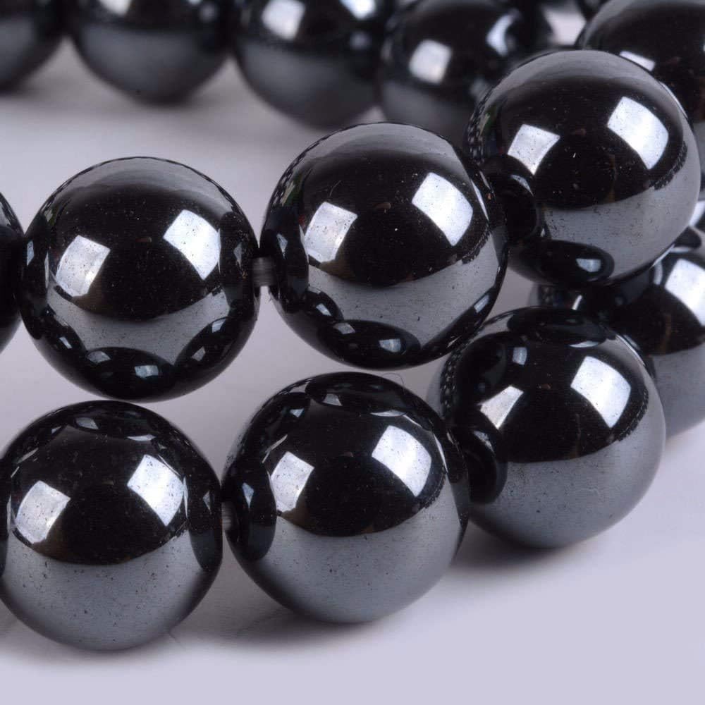 Angelstones Natural Hematite Gemstone 10mm Round Beads Stretch Bracelet 7 Inch Unisex
