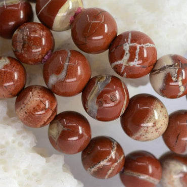 Natural Red River Jasper Gemstone 6mm Round Beads Stretch Bracelet 6.5inch Unisex