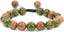 Angelstones Handmade Gemstone 10mm Unakite Round Beads Adjustable Braided Macrame Tassels Chakra Reiki Bracelets 7-9 inch Unisex