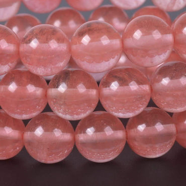 Angelstones Synthetic Cherry Quartz 10mm Round Beads Stretch Bracelet 7 Inch Unisex