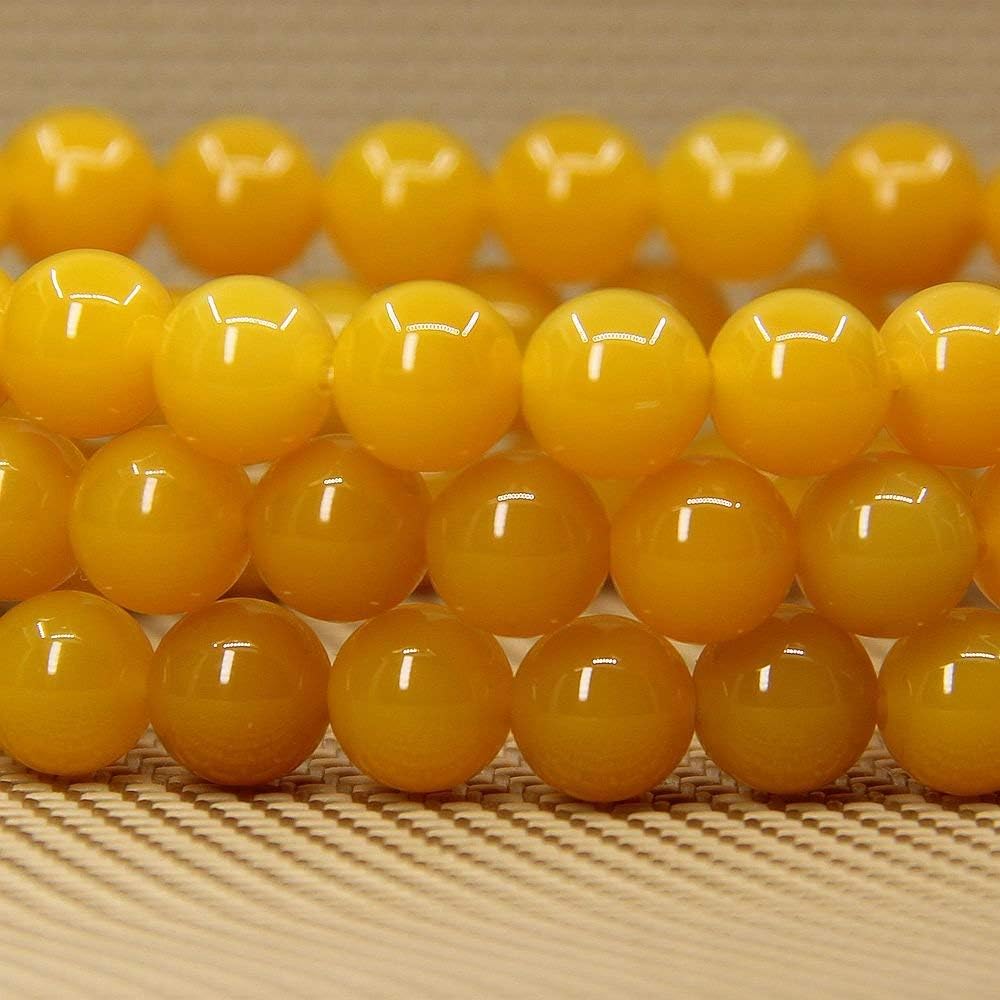 Natural Yellow Agate Gemstone 8mm Round Beads Stretch Bracelet 7inch Unisex