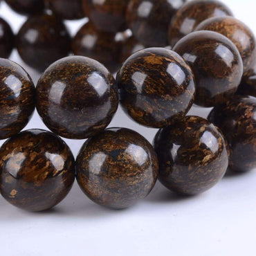 Angelstones Natural Bronzite Gemstone 10mm Round Beads Stretch Bracelet 7 Inch Unisex