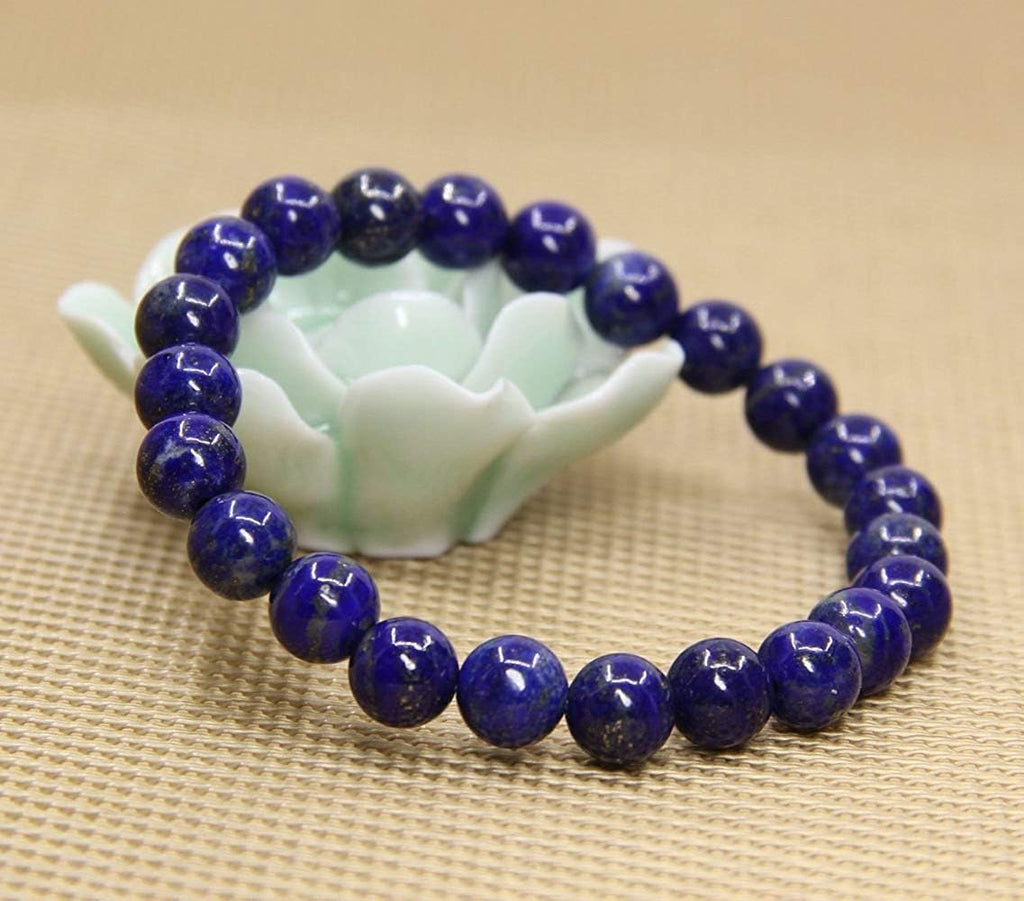 Natural Lapis Lazuli Crystal Gemstone 8mm Round Beads Stretch Bracelet 7inch Unisex