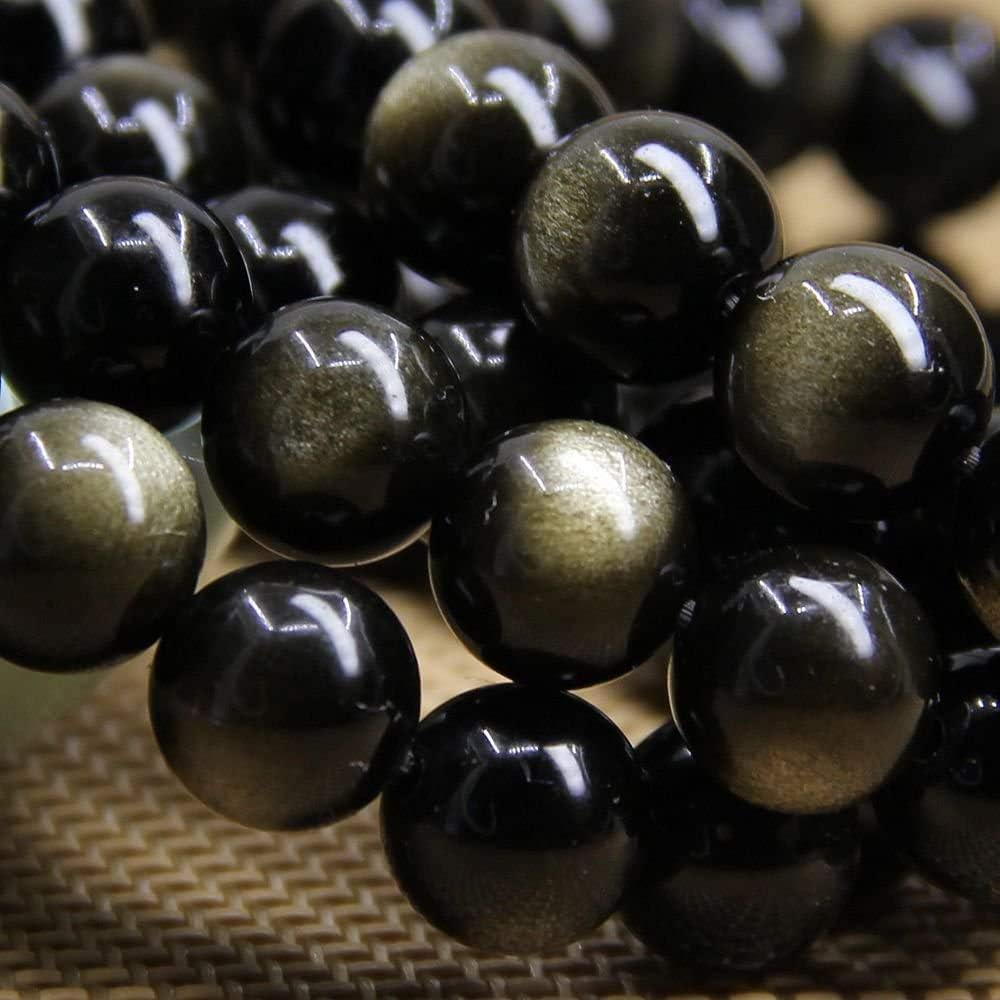 Angelstones Natural AA Grade Golden Obsidian Genuine Semi-Precious Gemstones Healing 10mm Beaded Stretch Bracelet 7inch Unisex