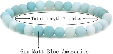 Natural Matt Blue Amazonite Gemstone 6mm Round Beads Stretch Bracelet 7inch Unisex