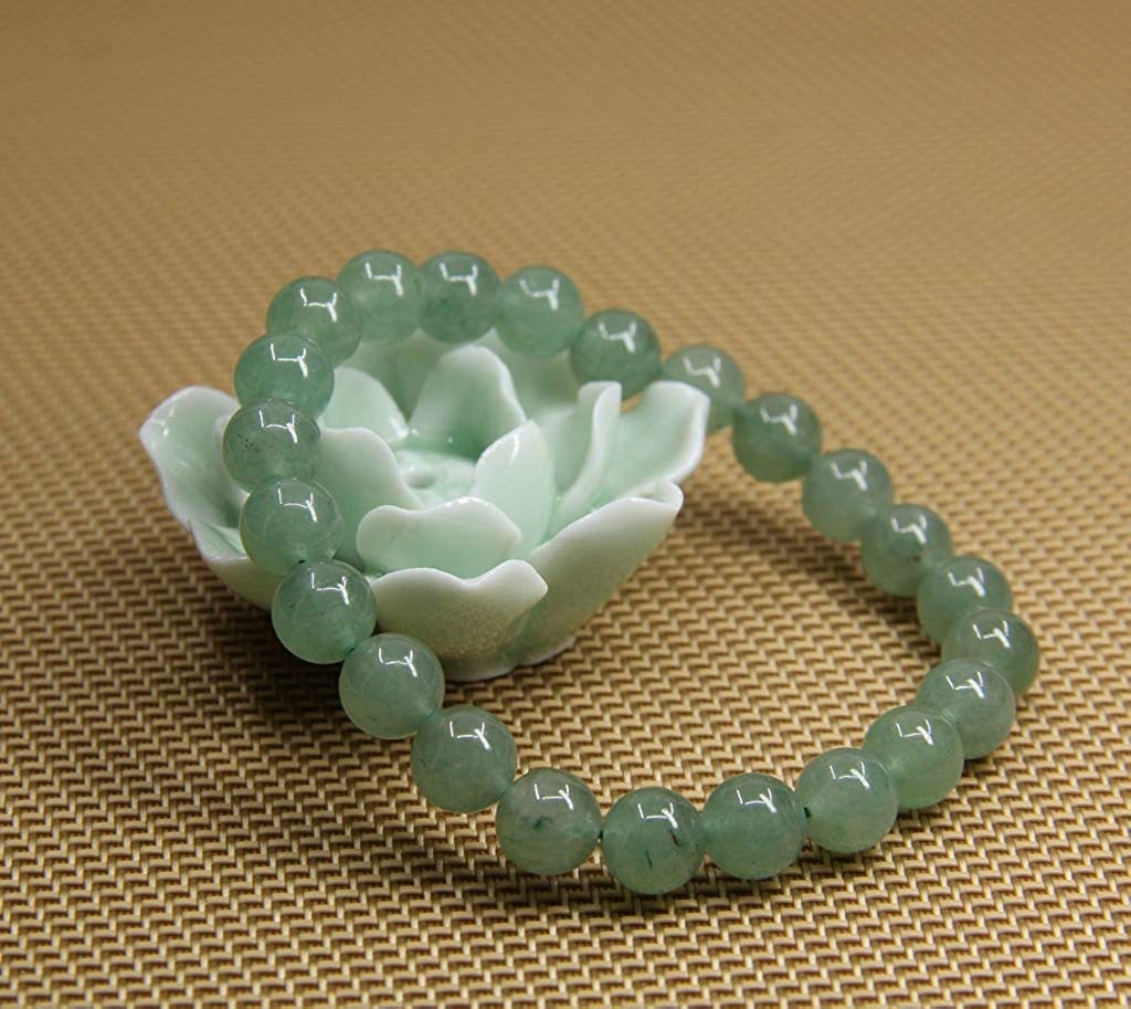 Angelstones Handmade Natural Green Aventurine Healing Gemstone 8mm Round Beads Stretch Crystal Bracelet 7 Inch Unisex