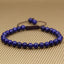 Natural Natural Lapis Lazuli Gemstone 6mm Round Beads Adjustable Bracelet 7inch Unisex