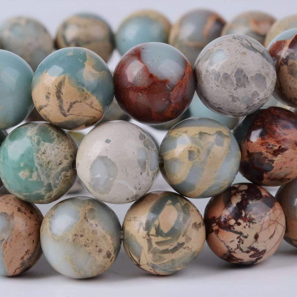 Angelstones Natural Serpentine Gemstone 10mm Round Beads Stretch Bracelet 7 Inch Unisex