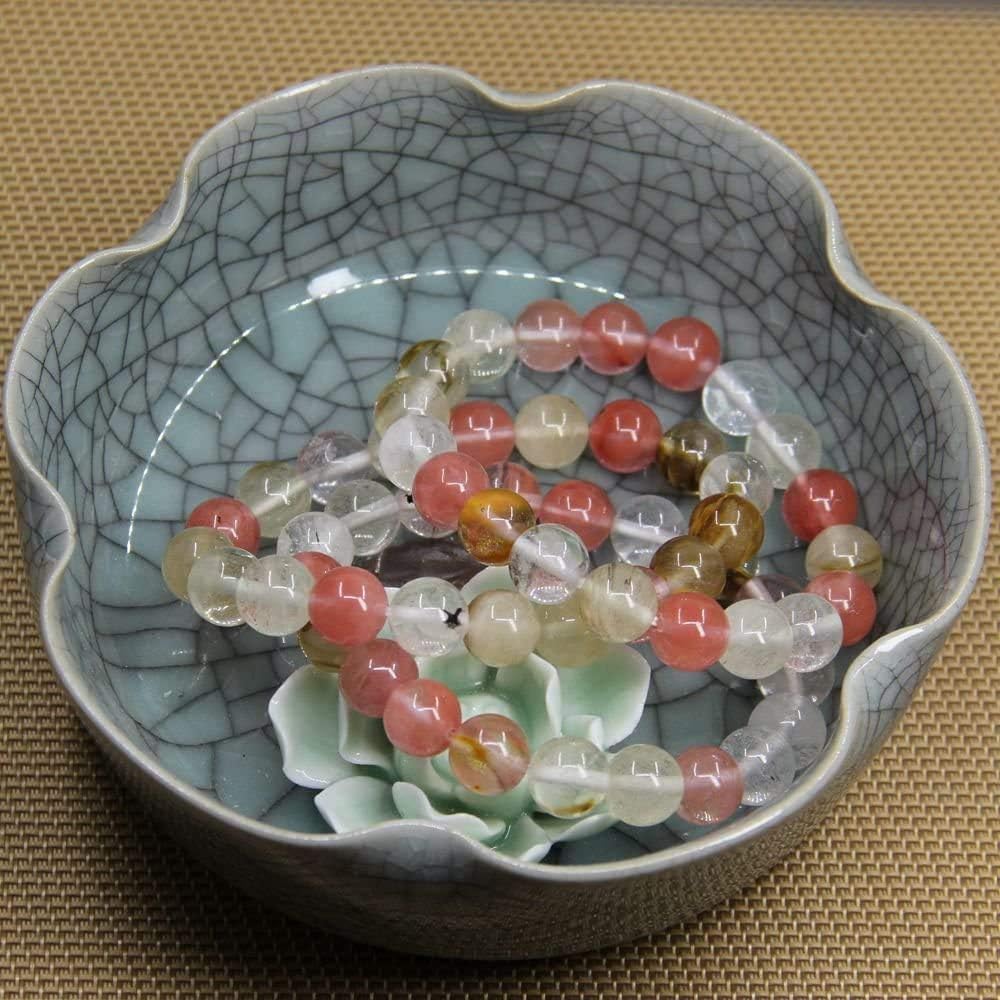 Angelstones Synthetic Volcano Cherry Quartz Genuine Semi-Precious Gemstones Healing 10mm Beaded Stretch Bracelet 7inch Unisex