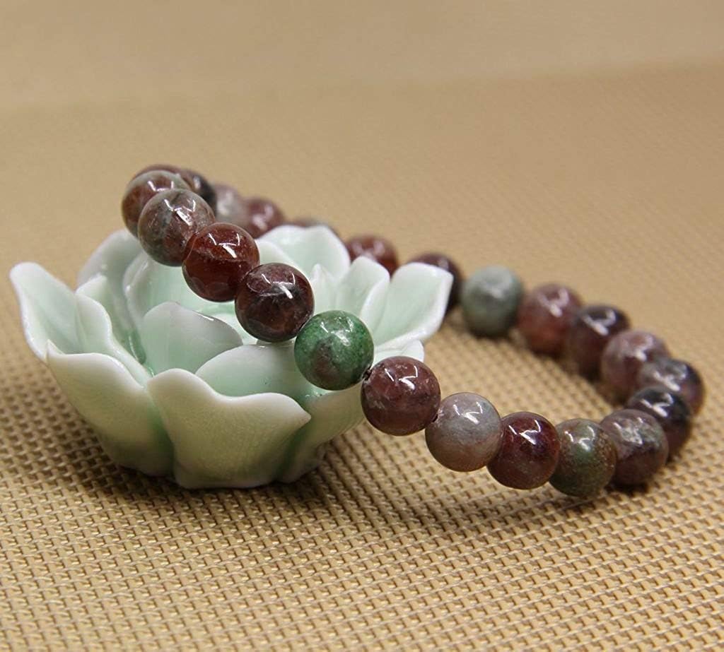 Rashgar Garnet Jasper Gem Semi Precious Gemstone 8mm Ball Beads Stretch Bracelet 7inch Unisex
